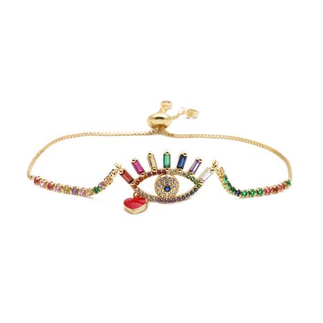  jewelry copper micro-set zirconium heart-shaped demon eyes adjustable bracelet gift wholesale nihaojewelry NHYL234203's discount tags