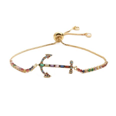 jewelry copper micro-set zirconium anchor adjustable bracelet gift wholesale nihaojewelry's discount tags