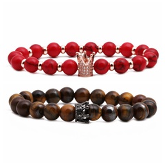 Ali Express verkauft grenz überschreitende Tigerauge Krone Paar Armband Perlen DIY Set Bracelet