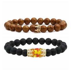 hot sale frosted stone crown wood grain moonstone crown couple bracelet beaded DIY Bracelet wholesale nihaojewelry
