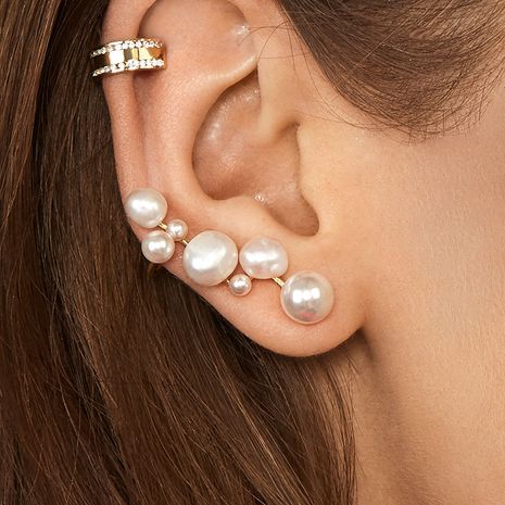 steamed bun pearl alloy earrings creative popular ear clip set wholesale nihaojewelry's discount tags