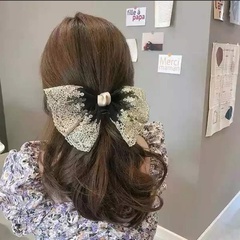 Korean lace hairpin horizontal clip large bowknot spring clip hairpin wholesale nihaojewelry