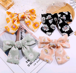 Korean fashion simple chiffon sun flower big bow hair accessories hair clip side clip wholesale nihaojewelry