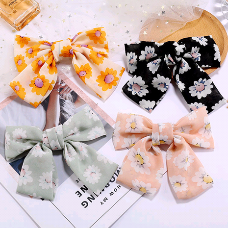 Korean fashion simple chiffon sun flower big bow hair accessories hair clip side clip wholesale nihaojewelry's discount tags