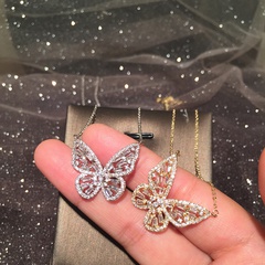 Hollow butterfly micro inlaid zircon super fairy three-dimensional butterfly clavicle chain necklace wholesale nihaojewelry