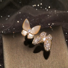 Shell Butterfly Ring Stereo Opening Adjustable Lady Trendy Ring Index Finger Ring wholesale nihaojewelry