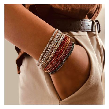 multicolor rhinestone elastic bracelet shiny simple bracelet jewelry wholesale nihaojewelry NHCT234383's discount tags