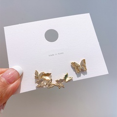 Südkorea S925 Silber nadel Ohrringe weibliche Super Xiansen Zirkonium Diamant asymmetrische Schmetterlings ohr stecker Temperament Netto-Promi-Ohr knochen clip