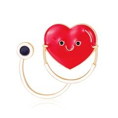 hot creative cartoon medical heart-shaped stethoscope oil drop corsage accessories  wholesale nihaojewelry