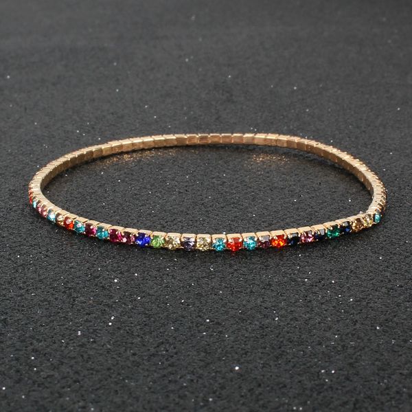 multicolor rhinestone elastic bracelet shiny simple bracelet jewelry ...