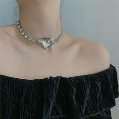 Korean necklace flash diamond big love full diamond pendant neck chain short clavicle chain choker wholesale nihaojewelry