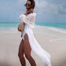 nouvelle mode sexy blanc jacquard point crme solaire cardigan vacances plage veste robe maillot de bain bikini en gros nihaojewelrypicture10