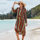 Nouvelle rayonne couleur rayure ceinture robe longue plage jupe vacances crme solaire bikini chemisier maillot de bain en gros nihaojewelrypicture19