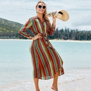 Nouvelle rayonne couleur rayure ceinture robe longue plage jupe vacances crme solaire bikini chemisier maillot de bain en gros nihaojewelrypicture17