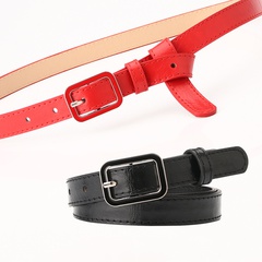 New products ladies day buckle pu belt dress decoration belt thin black belt jeans wholesale nihaojewelry