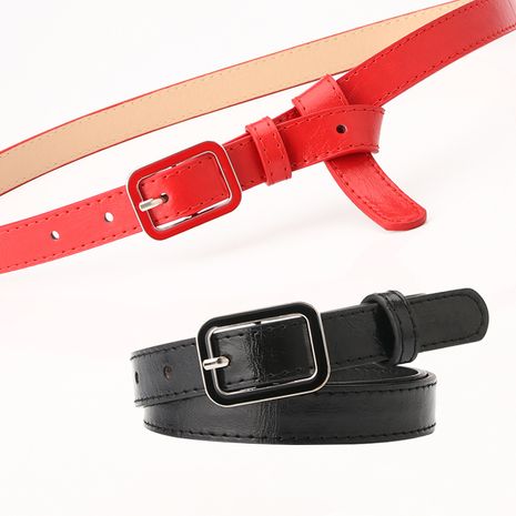 New products ladies day buckle pu belt dress decoration belt thin black belt jeans wholesale nihaojewelry's discount tags