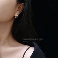 triangle texture design earrings jewelry titanium steel plated 18K real gold wholesale nihaojewelry
