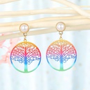 Korean color life tree iron piece ear hook piece pearl earrings wholesale nihaojewelrypicture8