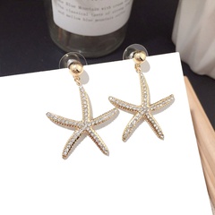 Corée du Sud nouveau exquis et simple fille diamant étoile de mer argent aiguille boucles d'oreilles en gros nihaojewelry
