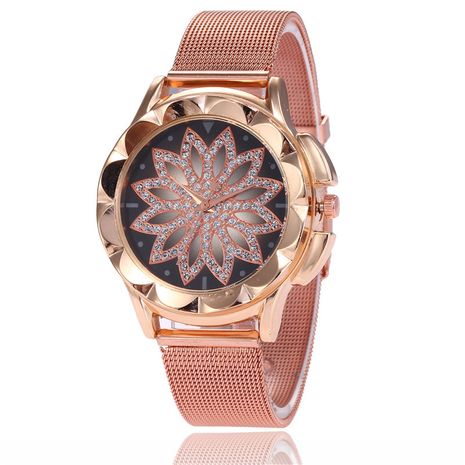 reloj de cinturón de malla para mujer placa frontal creativa cinturón de malla de oro rosa reloj con incrustaciones de diamantes venta al por mayor nihaojewelry's discount tags