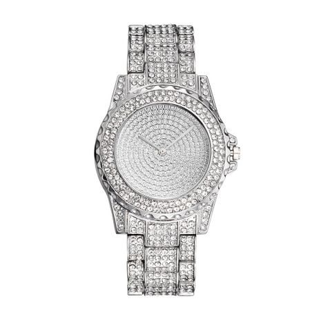 reloj de banda de acero de moda reloj de pulsera de cuarzo de marcación grande con esfera de diamantes al por mayor nihaojewelry's discount tags