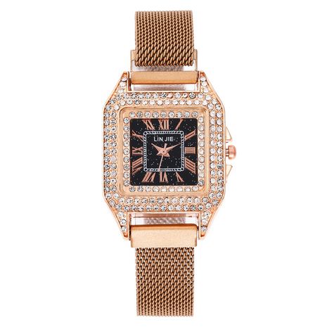 Reloj cuadrado de moda para mujer, pulsera de banda magnética, reloj de mano de cuarzo de absorción de hierro de diamante's discount tags
