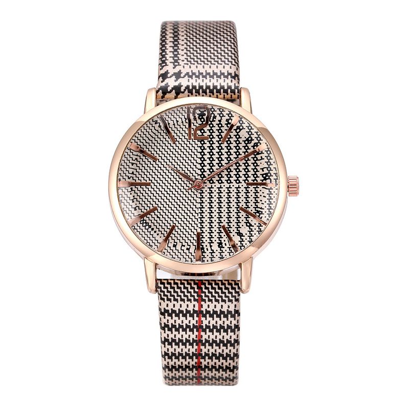 Fashion plaid design ladies belt watch polygonal angular glass mirror quartz casual wrist watch wholesale