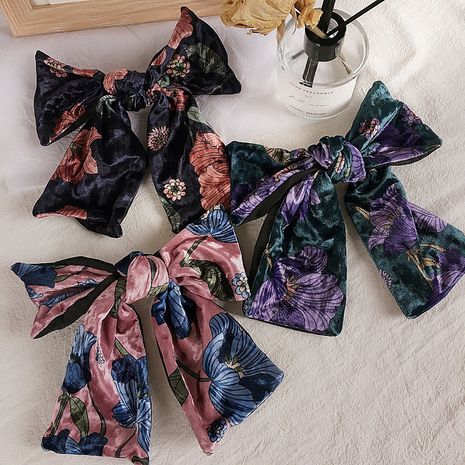 Korean French style ink painting velvet large  bow steel clip top clip nihaojewelry wholesale's discount tags
