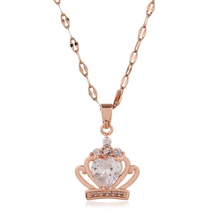 Korean  fashion sweet copper micro-inlaid zirconium crown necklace wholesale nihaojewelry