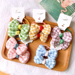 Korean  children's hair rope girl candy color does not hurt the hair rubber band cute plaid bow cheap  hair  scrunchies nihaojewelry wholesale