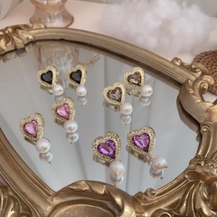fashion retro baroque pearl  love earrings wholesale nihaojewelry