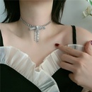 Korean girl flash diamond bow tassel neck chain short simple clavicle chain choker wholesale nihaojewelrypicture12