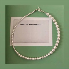 simple necklace elegant buckle gradient size highlight pearl clavicle chain choker wholesale nihaojewelry