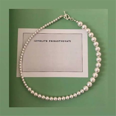 simple necklace elegant buckle gradient size highlight pearl clavicle chain choker wholesale nihaojewelry NHYQ230863's discount tags