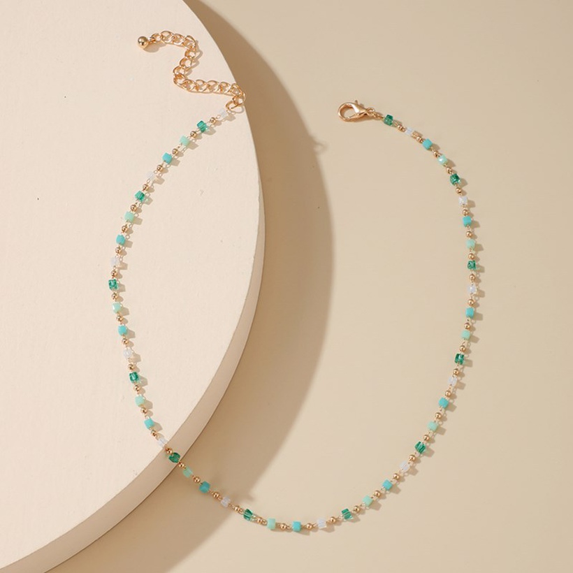 Bijoux Fantaisie Colliers | Bijoux Populaires Simple Sauvage Core Du Sud Vert Sucre Perl Cube Perle Collier En Gros Nihaojewelry - CZ04750