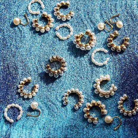 boucles d'oreilles bijoux alliage géométrique en forme de C perle clip d'oreille simple clip d'oreille unique en gros nihaojewelry's discount tags