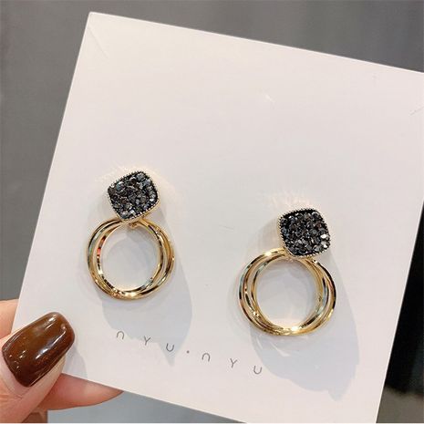 new tide silver needle simple exaggerated circle rhinestone earrings wholesale nihaojewelry's discount tags