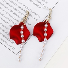 Color petal fan-shaped silver needle earrings girl long tassel earrings simple earrings jewelry wholesale nihaojewelry