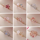 Korea fashion diamond crystal zircon flower ring micro inlaid sweet wild love flower ring wholesale nihaojewelrypicture82