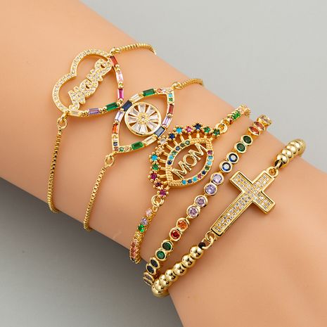 gypsophila rainbow bracelet creative copper micro-set zircon plated 18K golden Bracelets wholesale nihaojewelry's discount tags