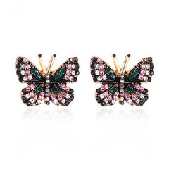 new creative short earrings full color diamond with butterflies earrings wholesale nihaojewelry