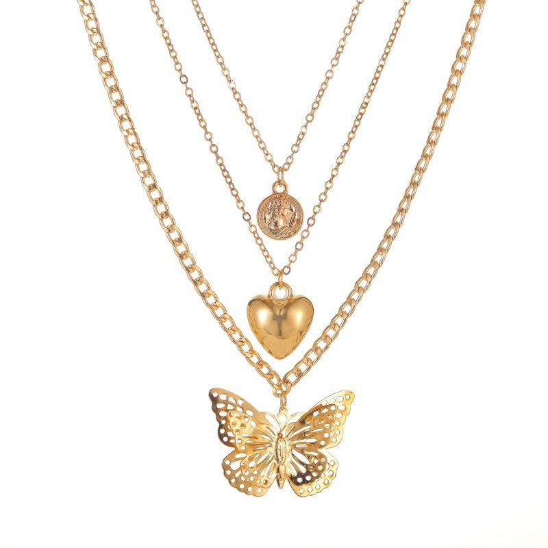 Download Exaggerate love hollow butterfly necklace personality long ...