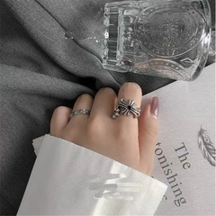 ancient silver old cross black gemstone spiral weaving open index finger ring wholesale nihaojewelry