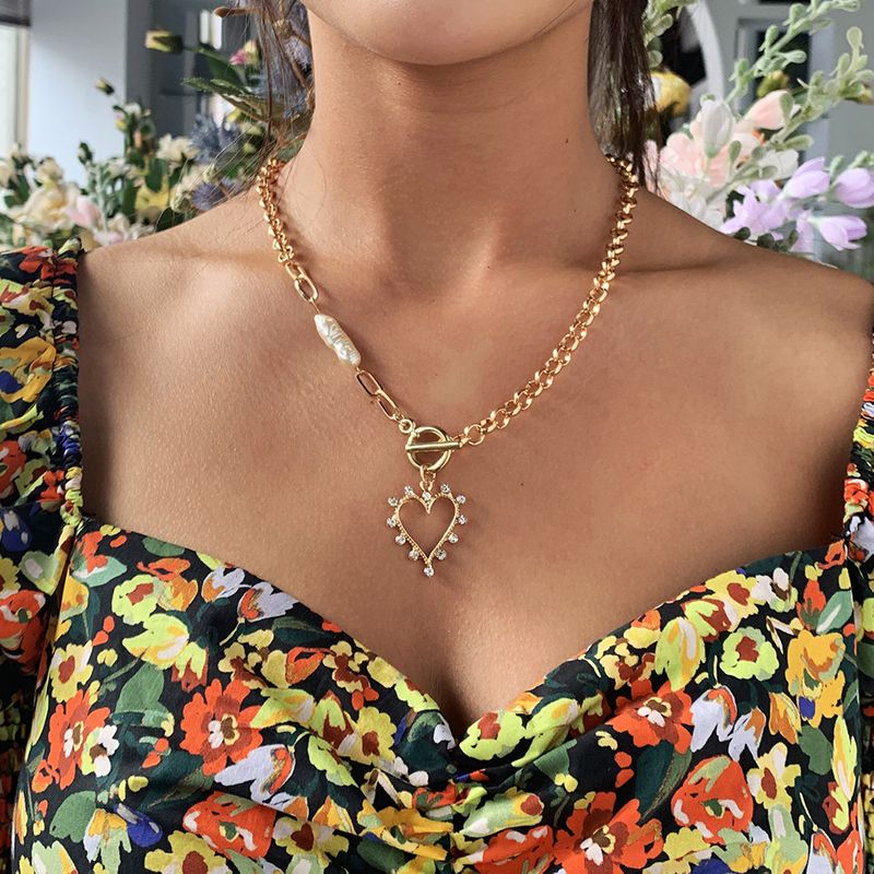 fashion Punk style alloy necklace creative geometric love pendant necklace wholesale nihaojewelry