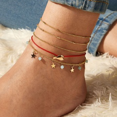 fashion jewelry golden fish anklet 3-piece fashion creative five-pointed star anklet set wholesale nihaojewelry