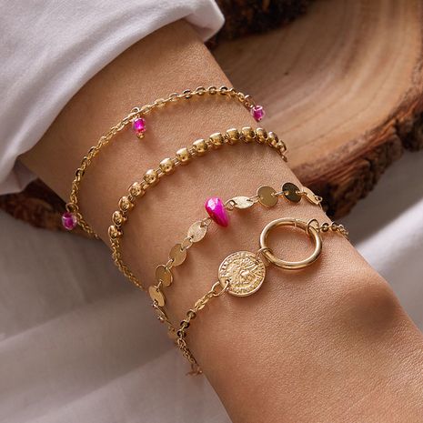 style classique nouveaux bijoux rétro gravier tête cercle bracelet 4 pièces ensemble en gros nihaojewelry's discount tags