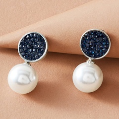 Korea starry sky blue full diamond pearl earrings fashion long tassel earrings wholesale nihaojewelry