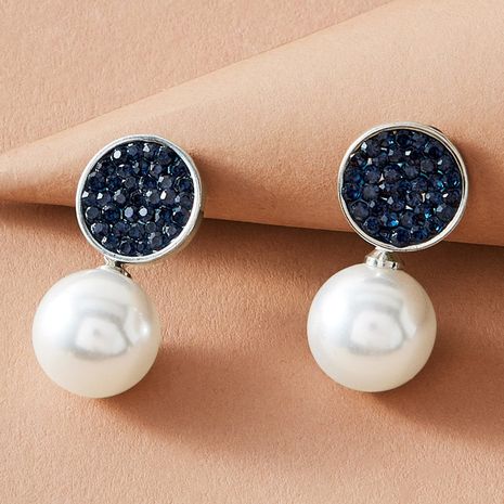Korea starry sky blue full diamond pearl earrings fashion long tassel earrings wholesale nihaojewelry's discount tags