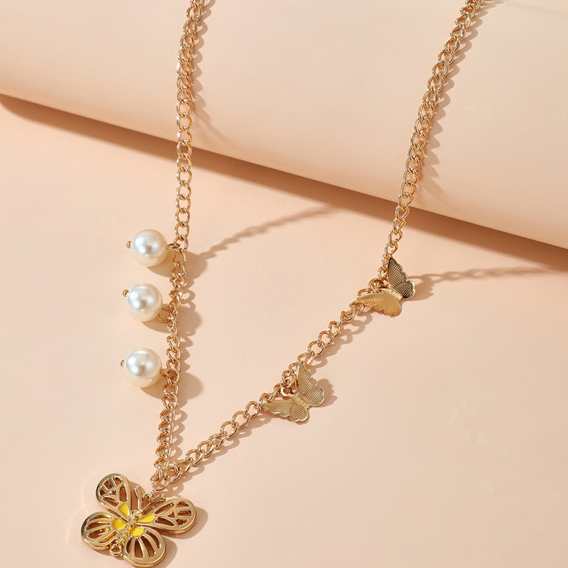 Bijoux Fantaisie Colliers | Collier Papillon Dgoulinant Dalliage Collier Simple Couche De Perles De Mode - XH20221