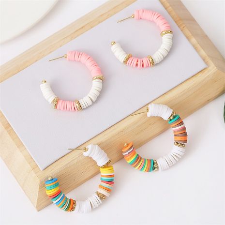 fashion trend handmade soft clay C-shaped beaded earrings color earring jewelry wholesale nihaojewelry's discount tags